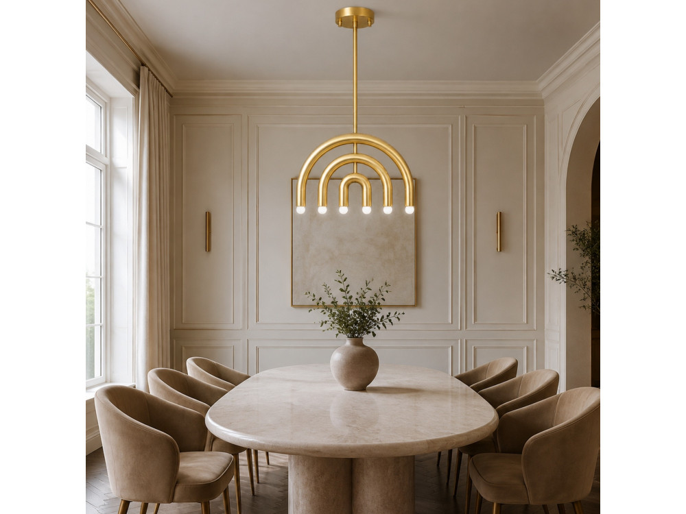 Lampadario in metallo "Vento" - 50 x 10 cm - Giallo