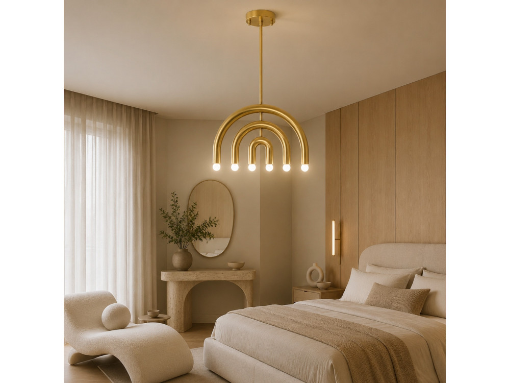 Lampadario in metallo "Vento" - 50 x 10 cm - Giallo