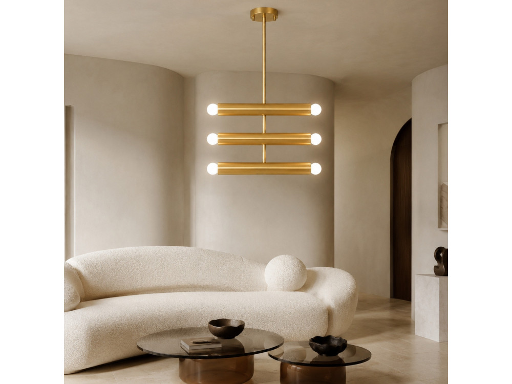 Lampadario in metallo "Vento" - 35 x 10 cm - Giallo