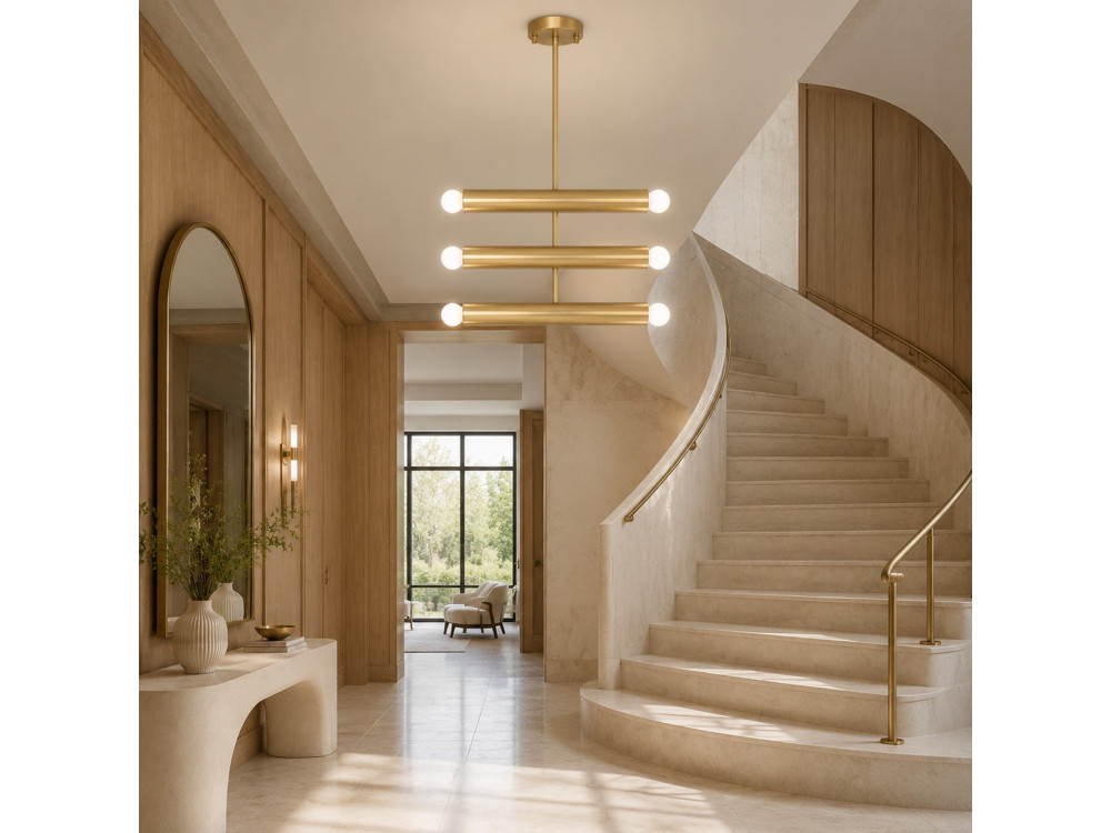 Lampadario in metallo "Vento" - 35 x 10 cm - Giallo