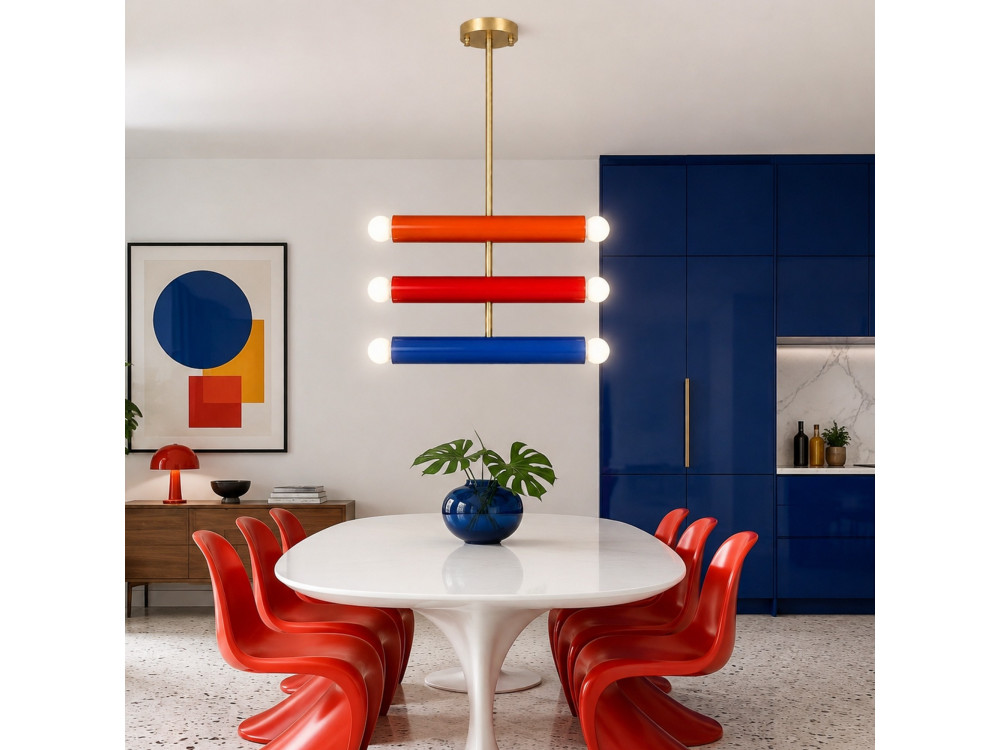 Lampadario in metallo "Vento" - 35 x 10 cm - Arancione