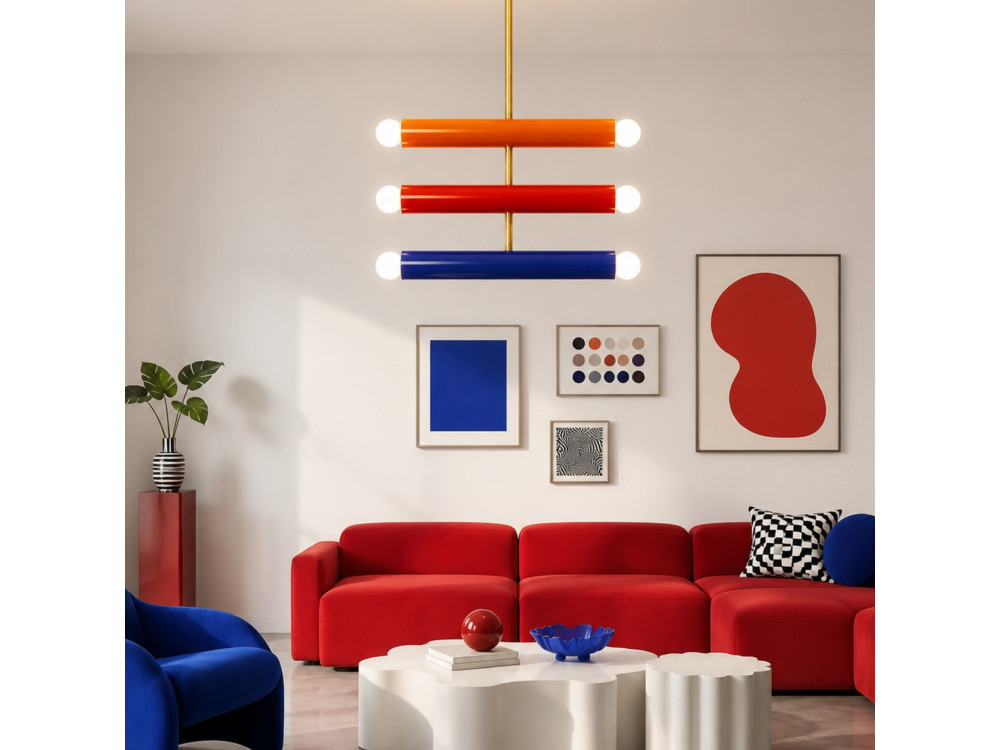 Lampadario in metallo "Vento" - 35 x 10 cm - Arancione