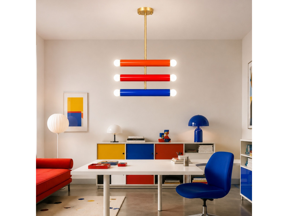 Lampadario in metallo "Vento" - 35 x 10 cm - Arancione