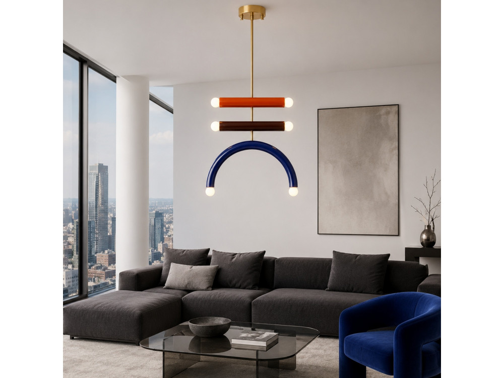 Lampadario in metallo "Vento" - 50 x 10 cm - Blu