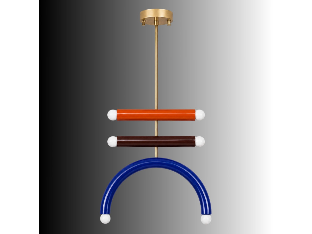 Lampadario in metallo "Vento" - 50 x 10 cm - Blu