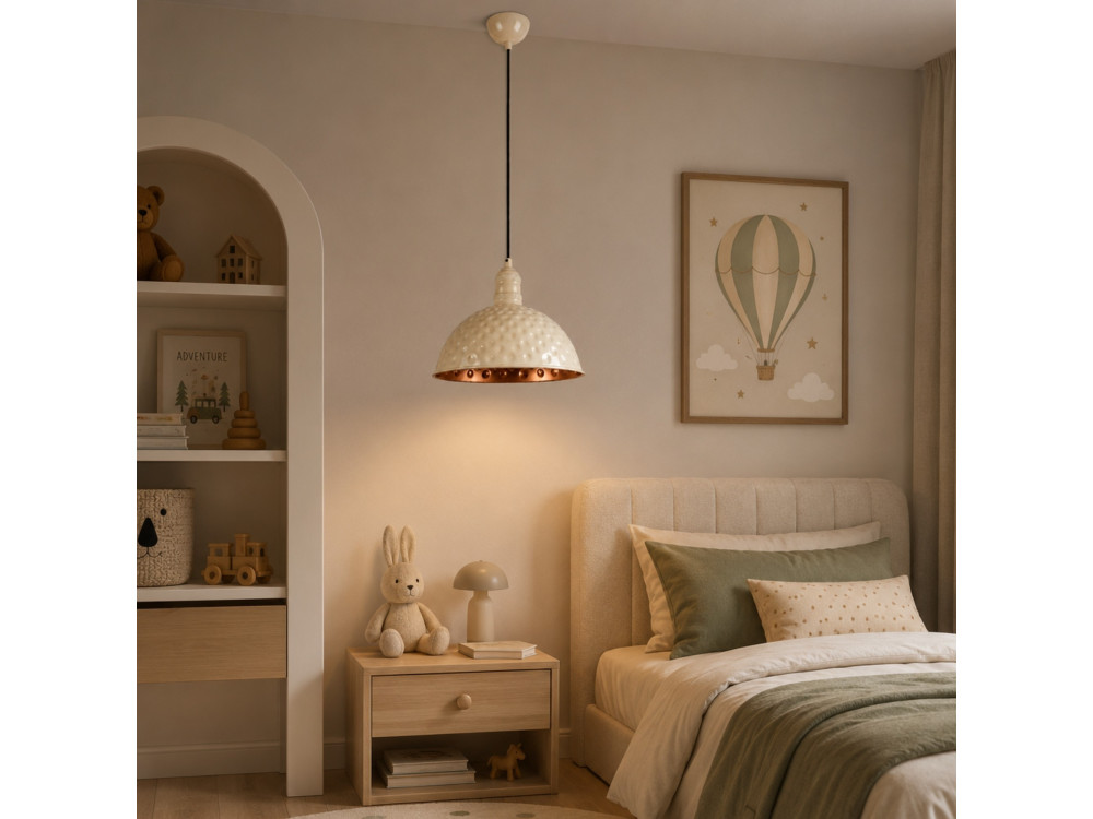 Lampada a sospensione in metallo "Echo" - 26 x 26 cm - Beige