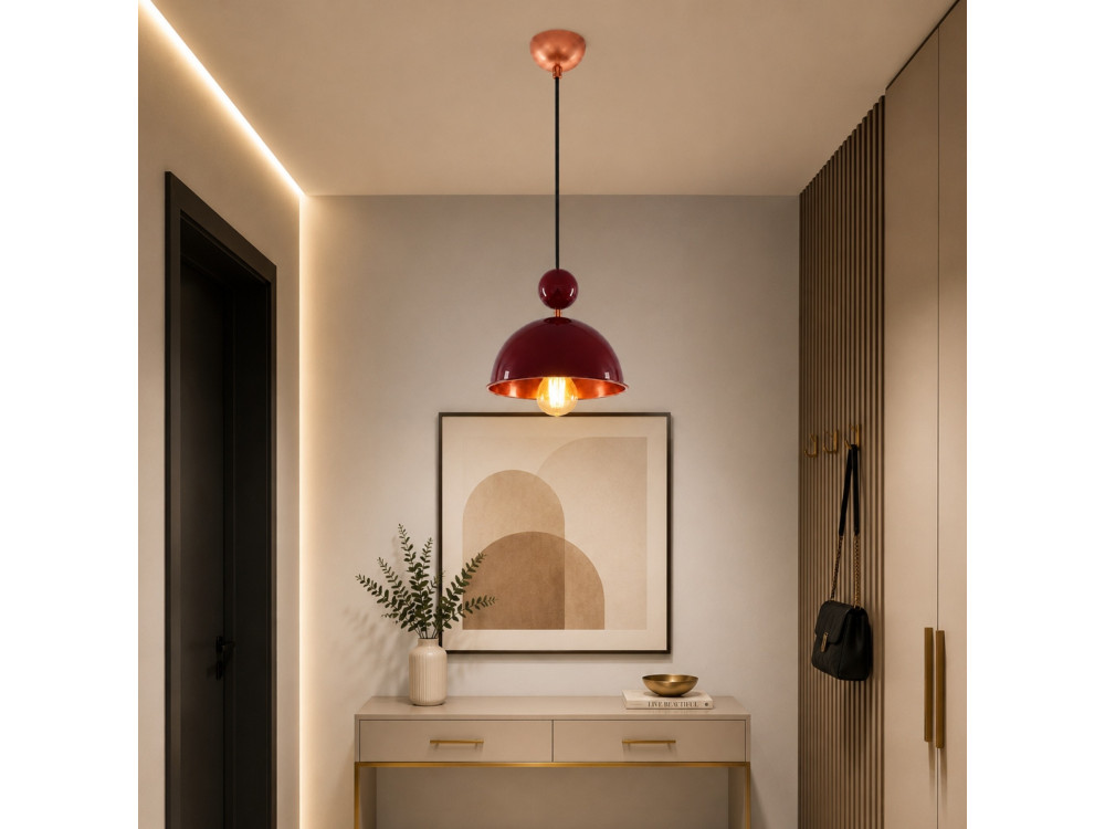 Lampada a sospensione in metallo "Bubble" - 21 x 21 cm - Bordeaux