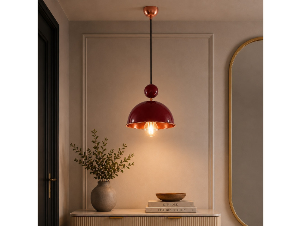 Lampada a sospensione in metallo "Bubble" - 21 x 21 cm - Bordeaux