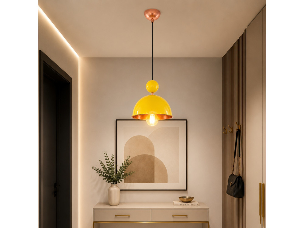 Lampada a sospensione in metallo "Bubble" - 21 x 21 cm - Giallo