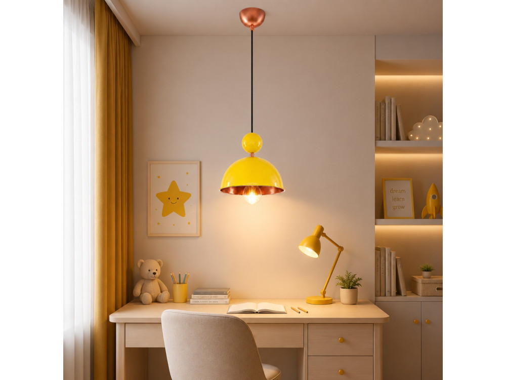 Lampada a sospensione in metallo "Bubble" - 21 x 21 cm - Giallo