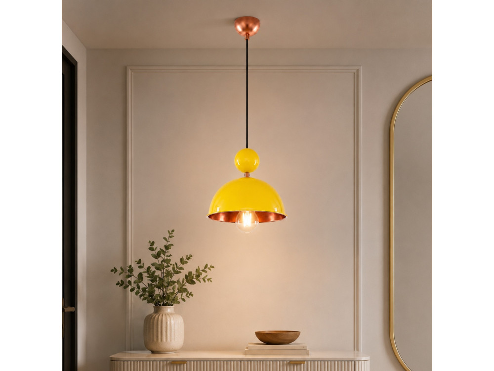 Lampada a sospensione in metallo "Bubble" - 21 x 21 cm - Giallo