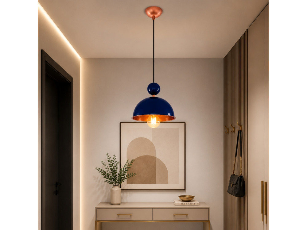 Lampada a sospensione in metallo "Bubble" - 21 x 21 cm - Blu navy