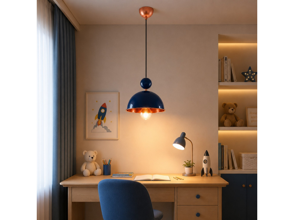 Lampada a sospensione in metallo "Bubble" - 21 x 21 cm - Blu navy