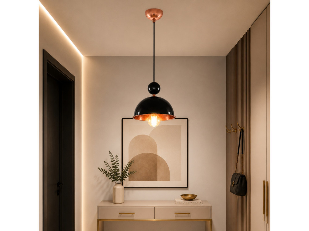 Lampada a sospensione in metallo "Bubble" - 21 x 21 cm - Nero