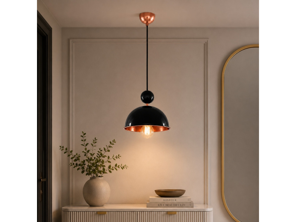 Lampada a sospensione in metallo "Bubble" - 21 x 21 cm - Nero