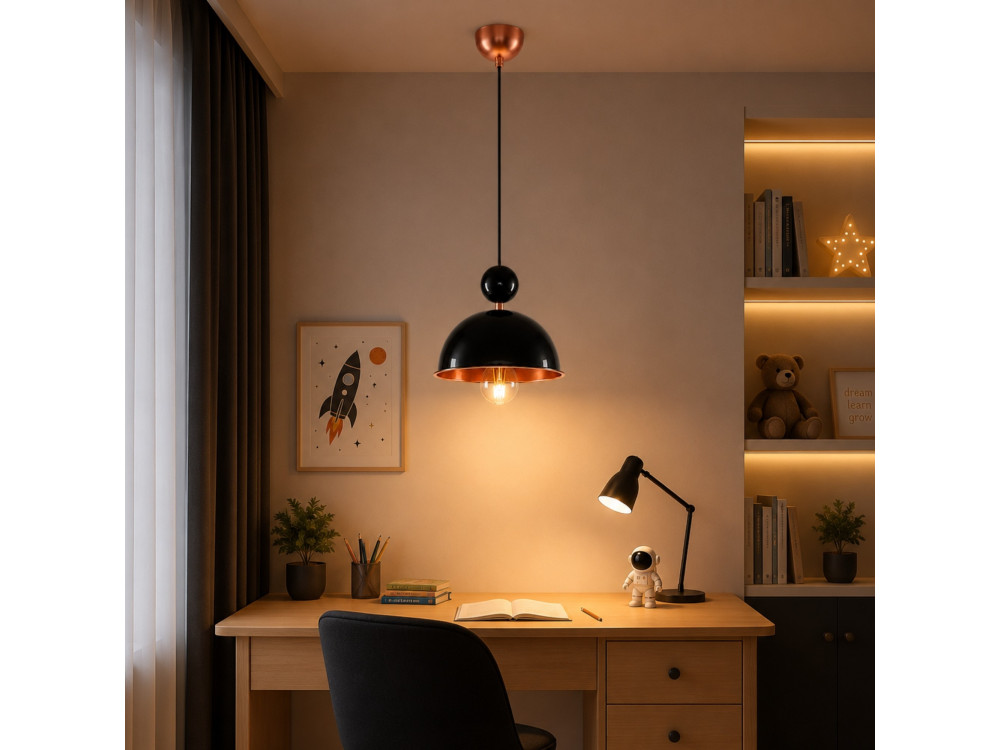 Lampada a sospensione in metallo "Bubble" - 21 x 21 cm - Nero