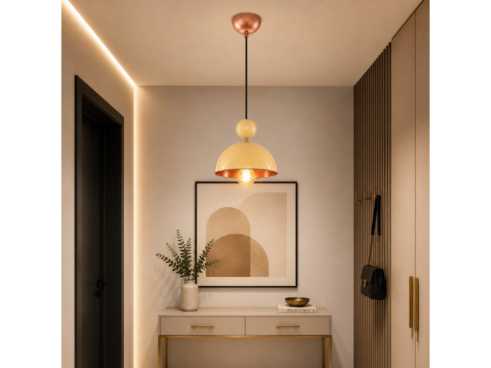 Lampada a sospensione in metallo "Bubble" - 21 x 21 cm - Giallo