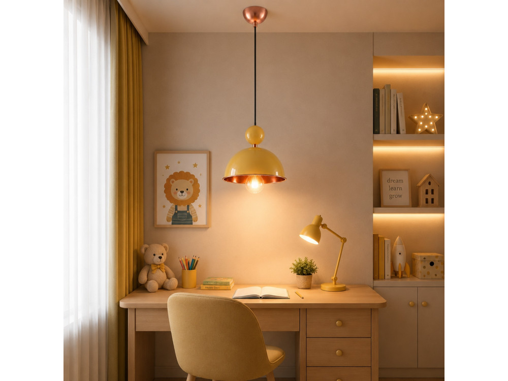 Lampada a sospensione in metallo "Bubble" - 21 x 21 cm - Giallo