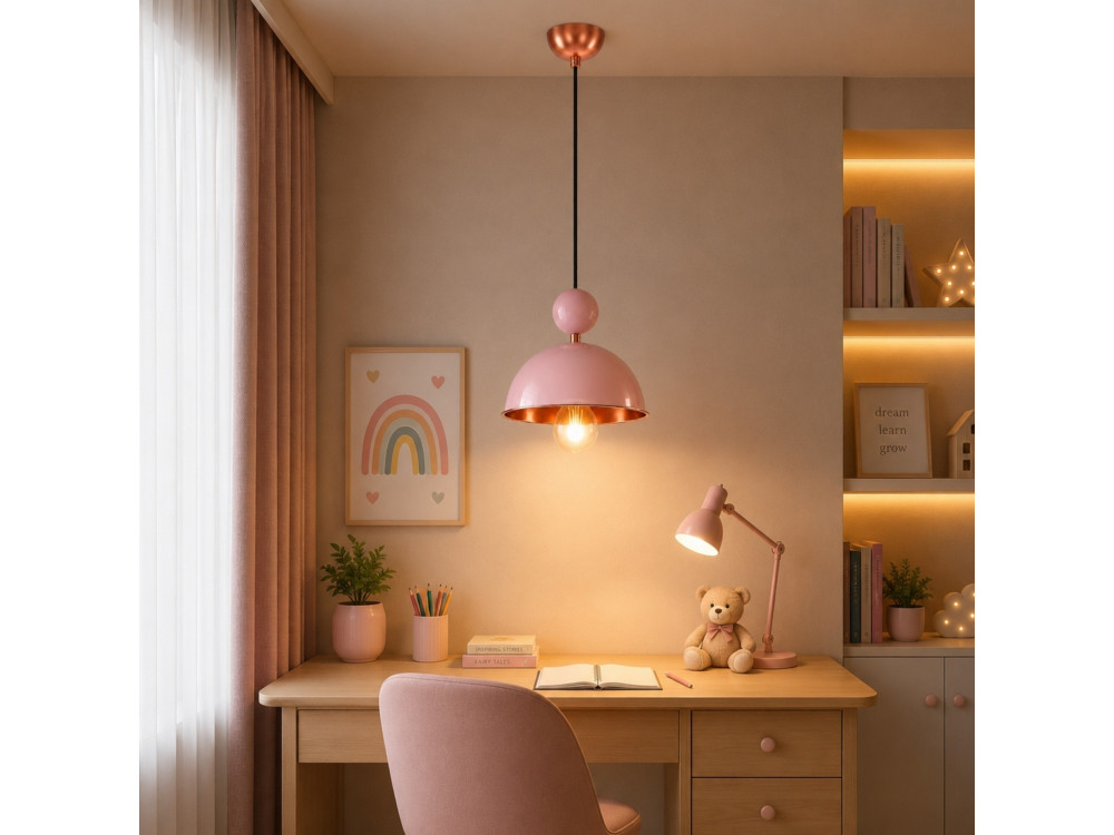 Lampada a sospensione in metallo "Bubble" - 21 x 21 cm - Rosa