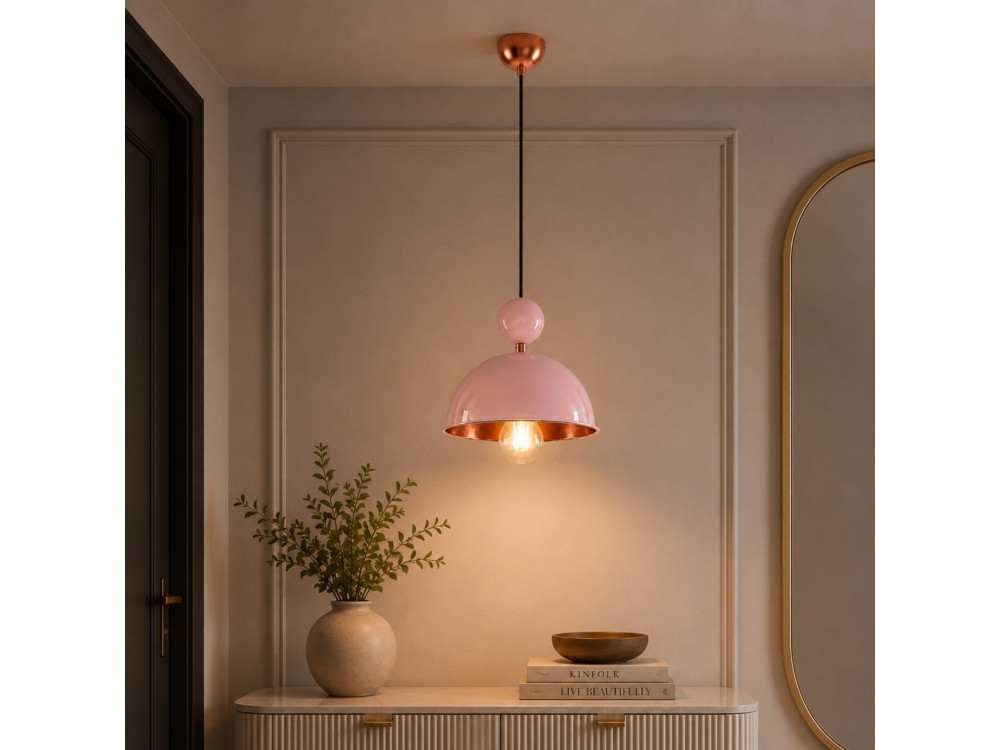 Lampada a sospensione in metallo "Bubble" - 21 x 21 cm - Rosa