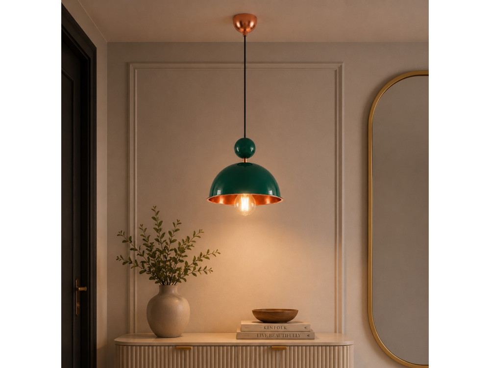 Lampada a sospensione in metallo "Bubble" - 21 x 21 cm - Verde scuro