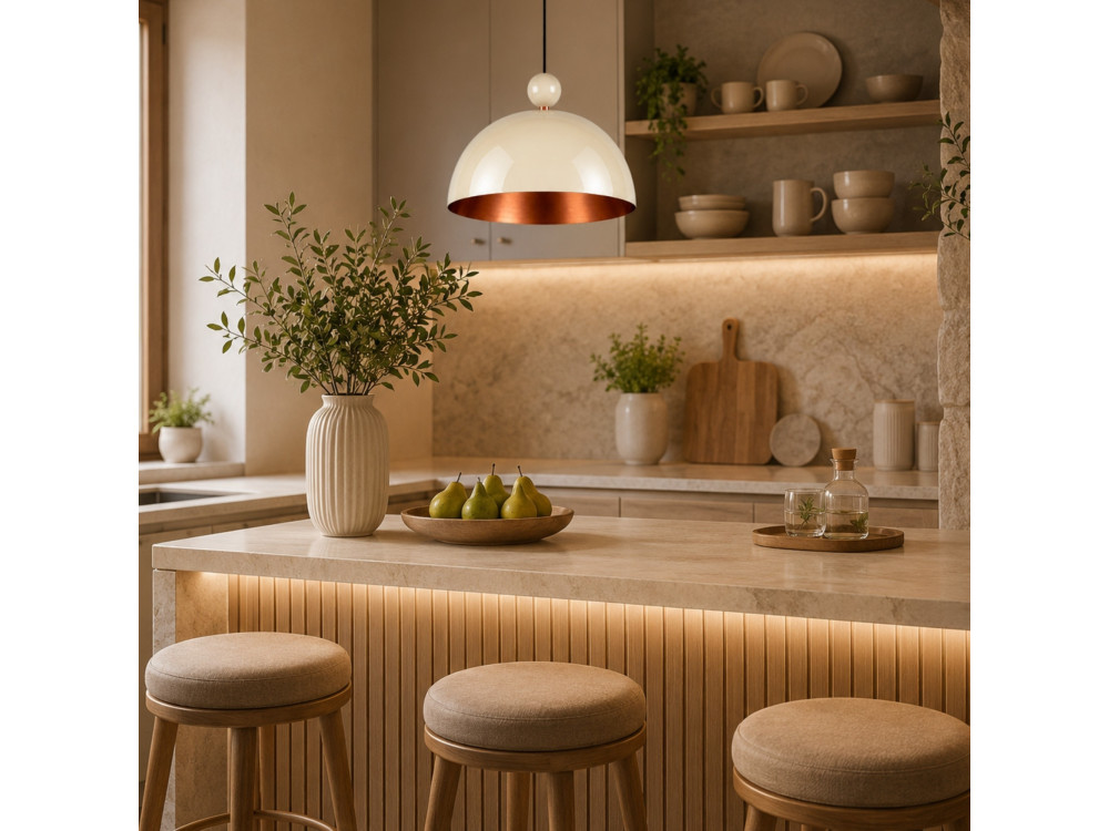 Lampada a sospensione in metallo "Bubble" - 40 x 40 cm - Beige