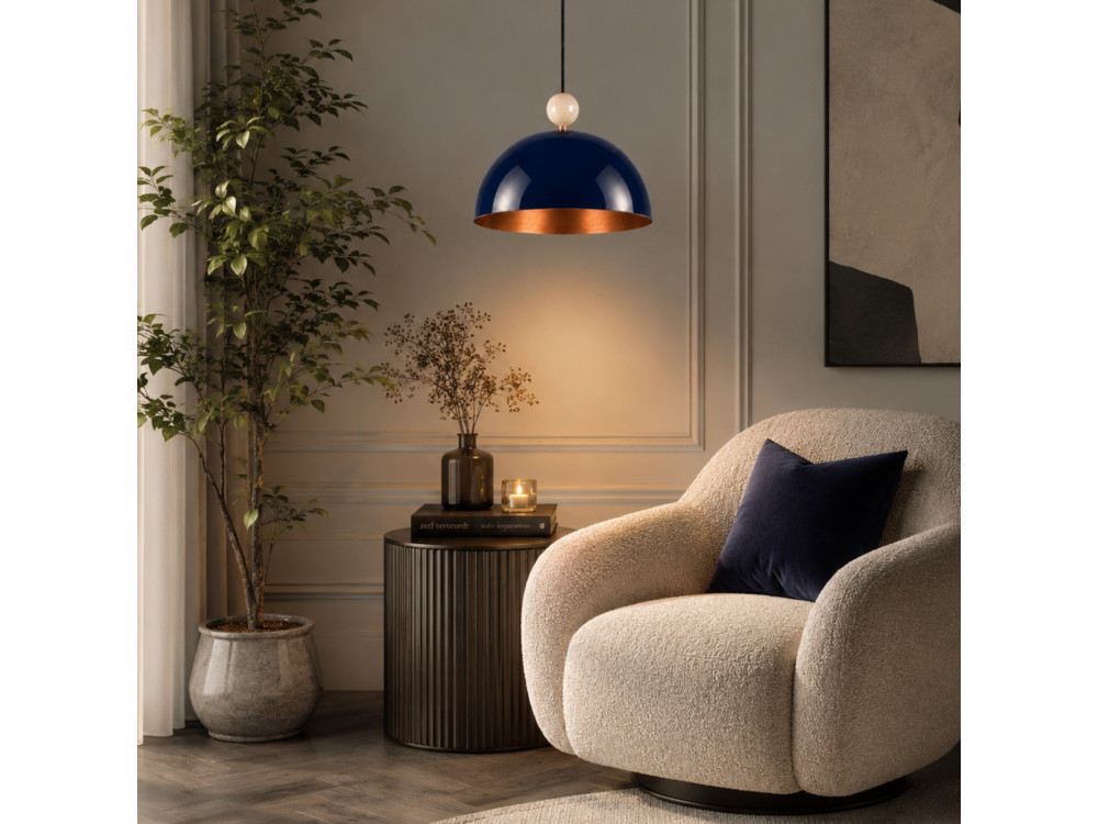 Lampada a sospensione in metallo "Bubble" - 40 x 40 cm - Blu navy