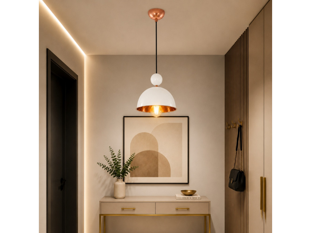 Lampada a sospensione in metallo "Bubble" - 21 x 21 cm - Beige
