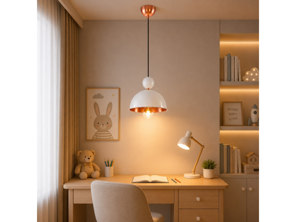 Lampada a sospensione in metallo "Bubble" - 21 x 21 cm - Beige