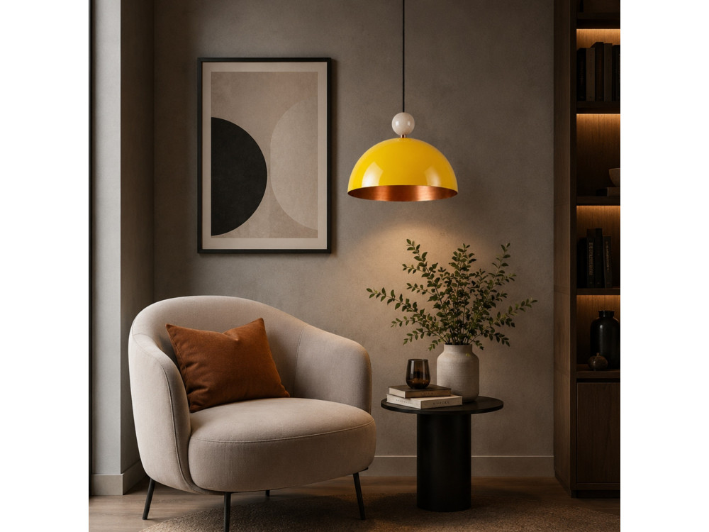 Lampada a sospensione in metallo "Bubble" - 40 x 40 cm - Giallo