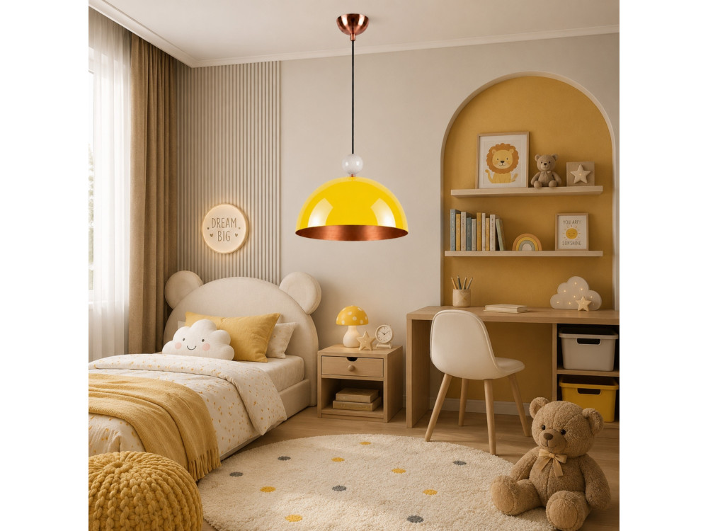 Lampada a sospensione in metallo "Bubble" - 40 x 40 cm - Giallo