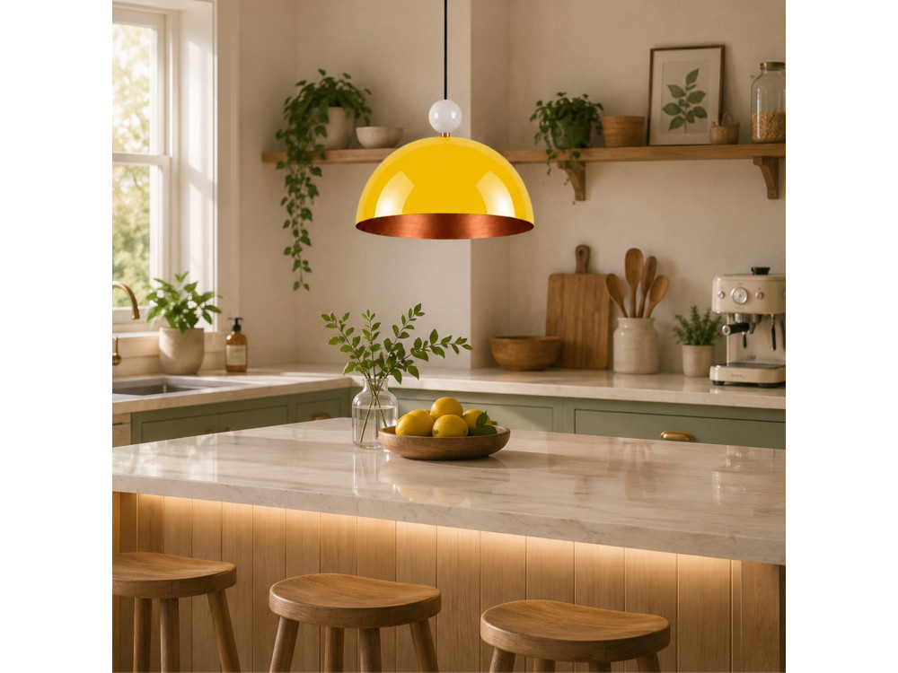 Lampada a sospensione in metallo "Bubble" - 40 x 40 cm - Giallo