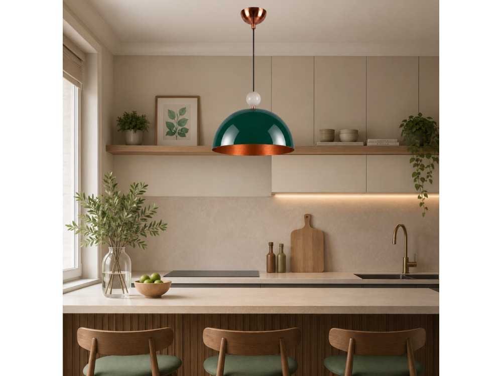 Lampada a sospensione in metallo "Bubble" - 40 x 40 cm - Verde scuro