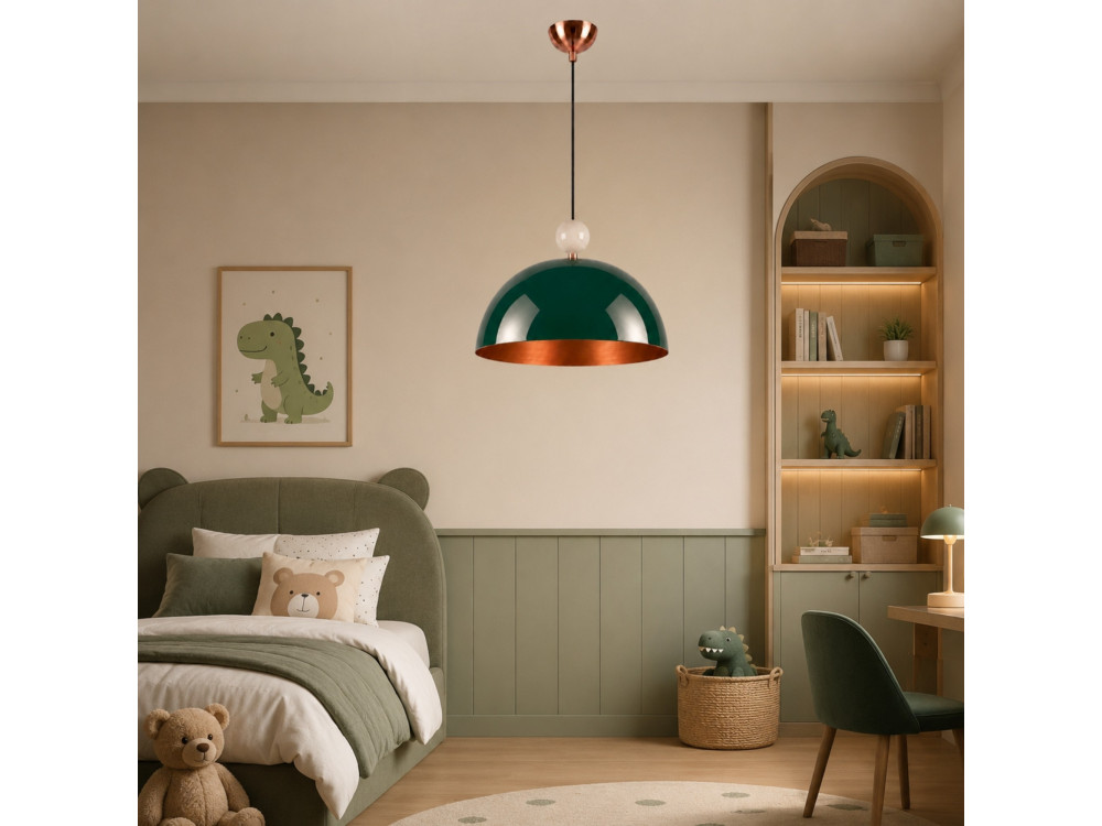 Lampada a sospensione in metallo "Bubble" - 40 x 40 cm - Verde scuro