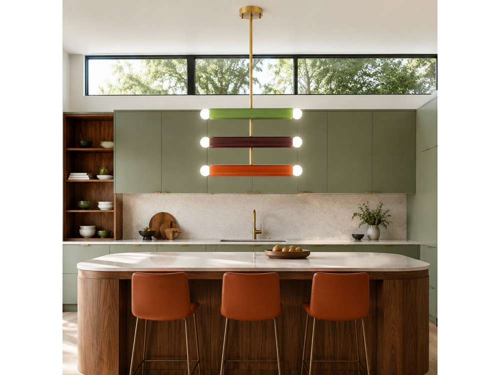 Lampadario in metallo "Vento" - 35 x 10 cm - Verde