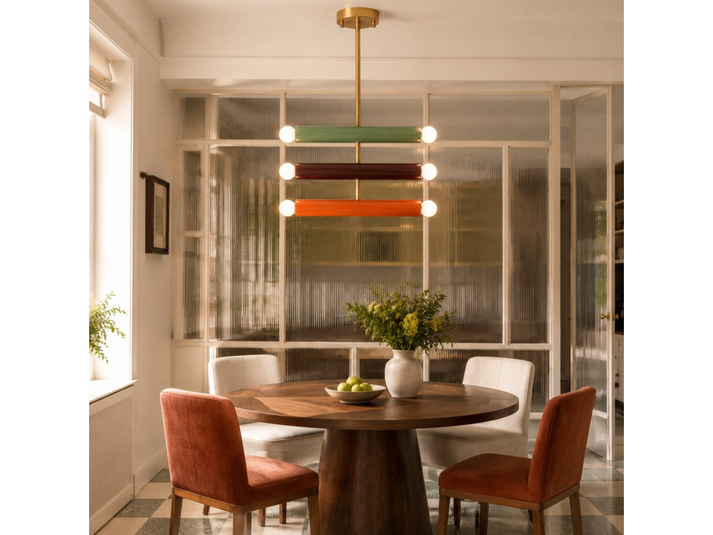 Lampadario in metallo "Vento" - 35 x 10 cm - Verde