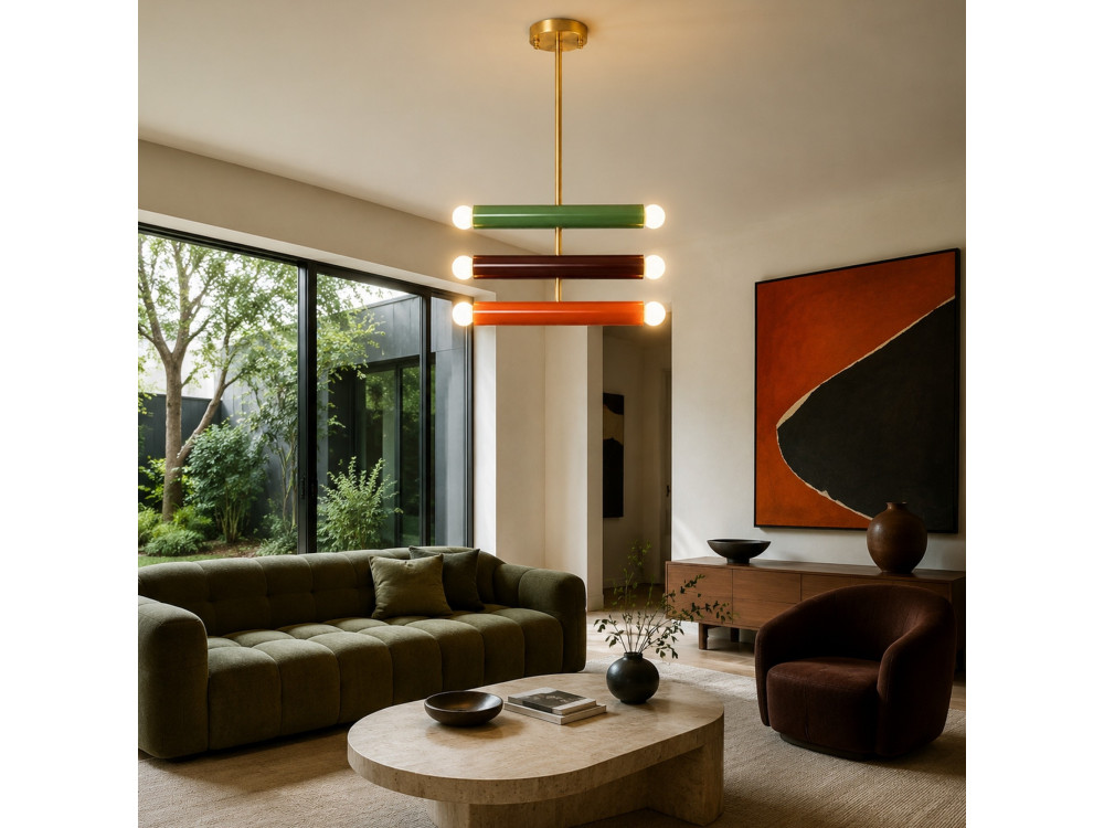 Lampadario in metallo "Vento" - 35 x 10 cm - Verde