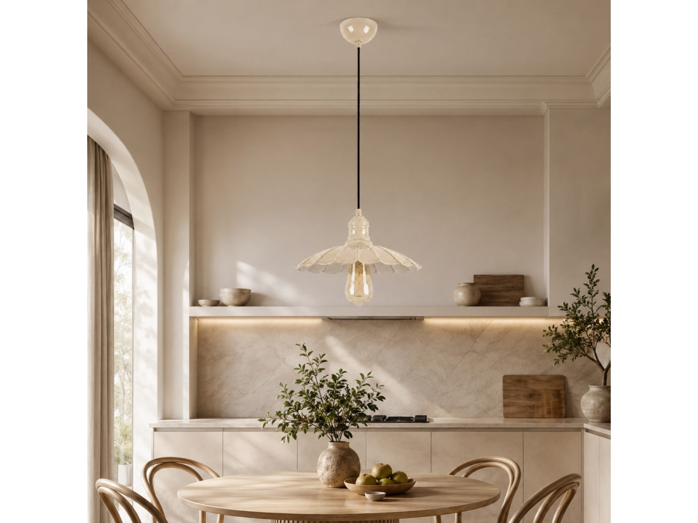 Lampada a sospensione in metallo "Volan" - 25 x 25 cm - Beige