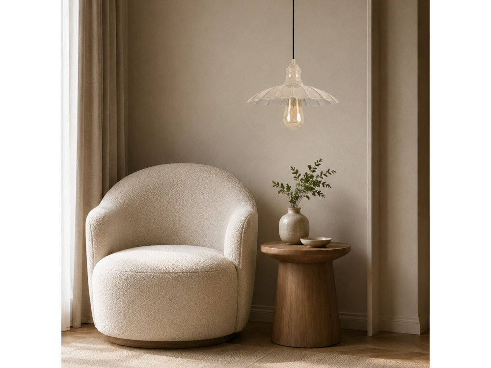 Lampada a sospensione in metallo "Volan" - 25 x 25 cm - Beige