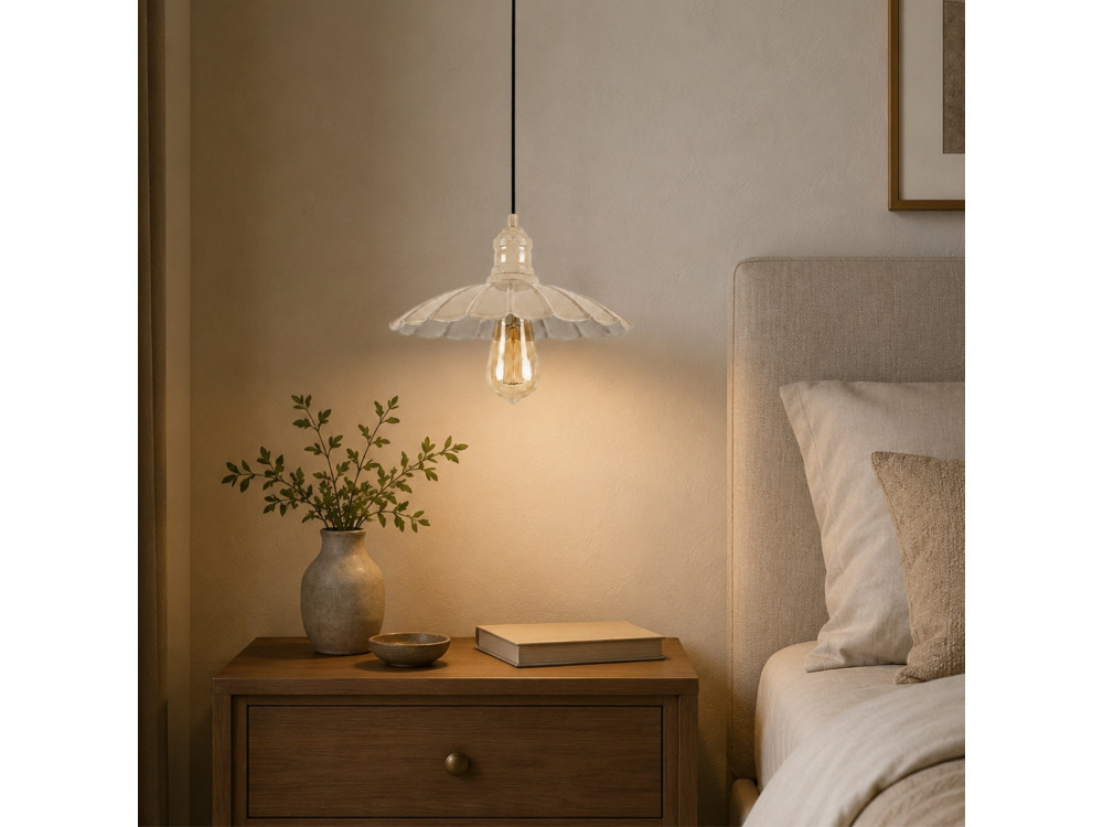 Lampada a sospensione in metallo "Volan" - 25 x 25 cm - Beige