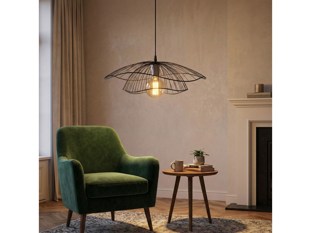 Lampada a sospensione in metallo "Tel" - 50 x 50 cm - Nero