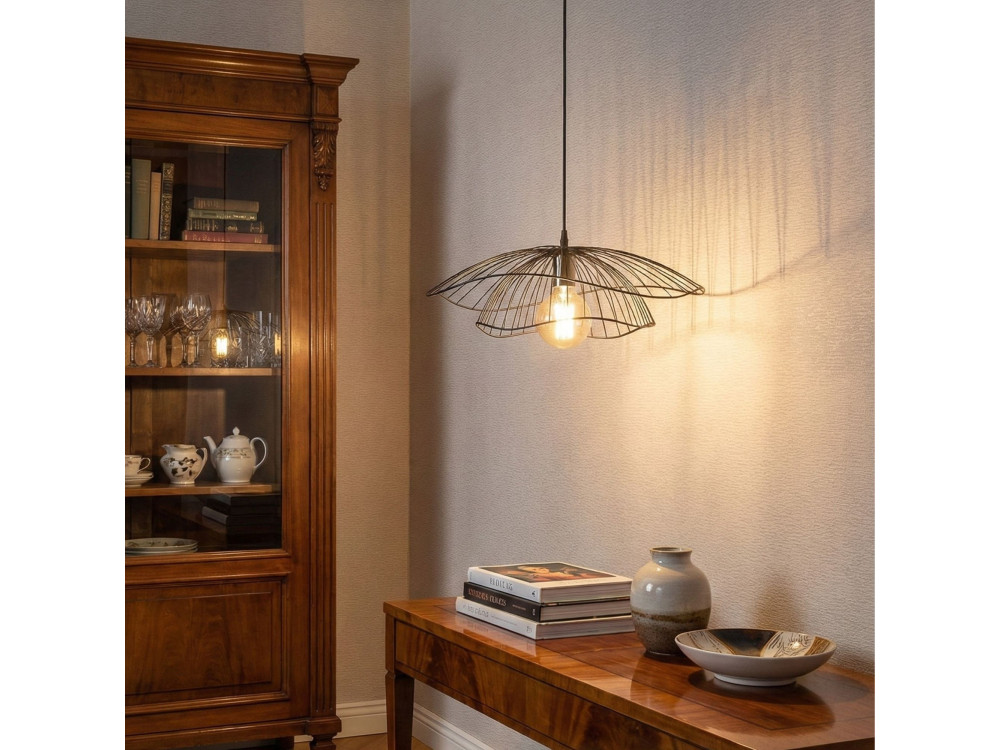 Lampada a sospensione in metallo "Tel" - 50 x 50 cm - Nero