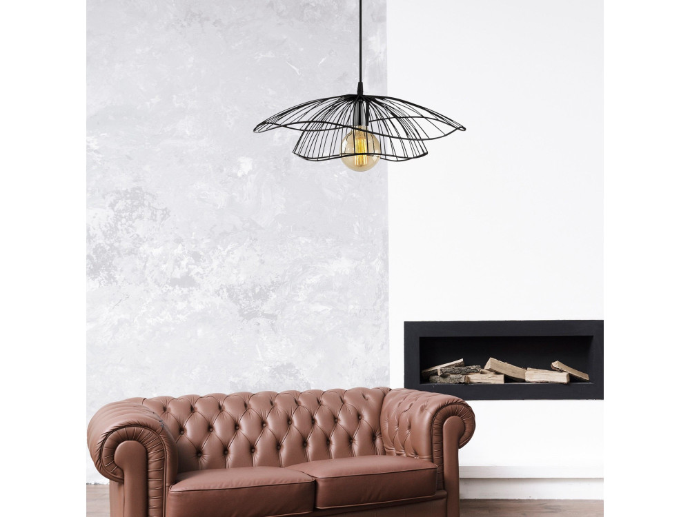 Lampada a sospensione in metallo "Tel" - 50 x 50 cm - Nero