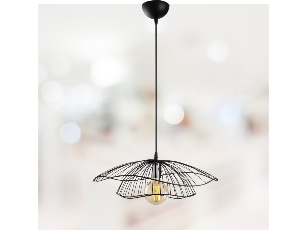 Lampada a sospensione in metallo "Tel" - 50 x 50 cm - Nero