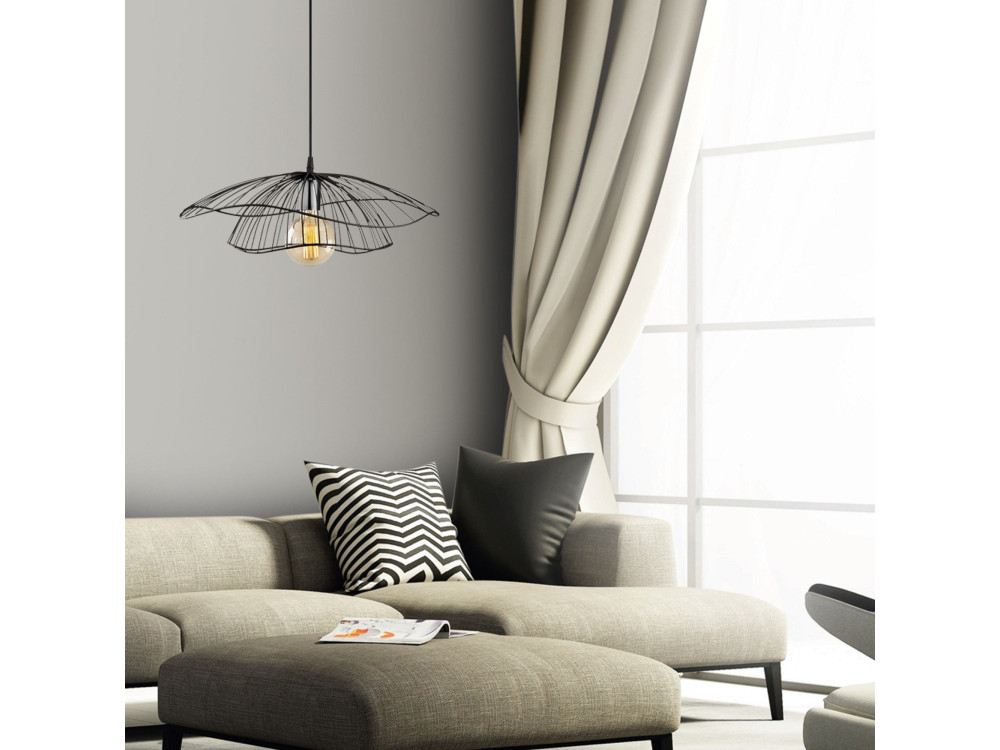 Lampada a sospensione in metallo "Tel" - 50 x 50 cm - Nero