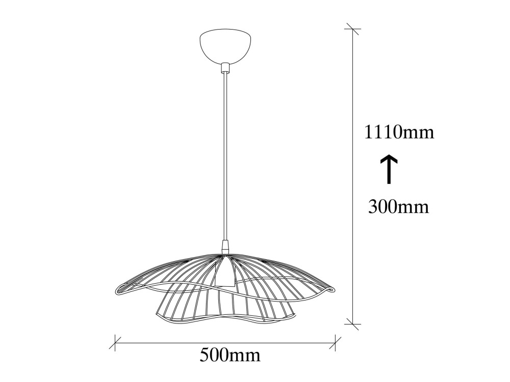 Lampada a sospensione in metallo "Tel" - 50 x 50 cm - Nero