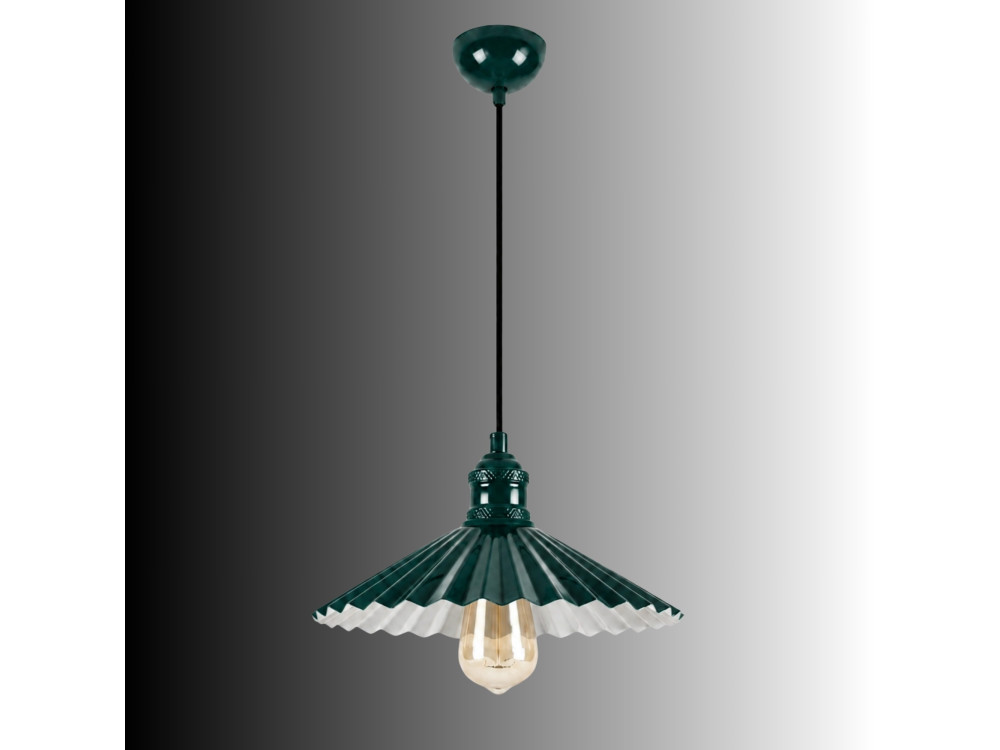 Lampada a sospensione in metallo "Plise" - 32 x 32 cm - Verde scuro
