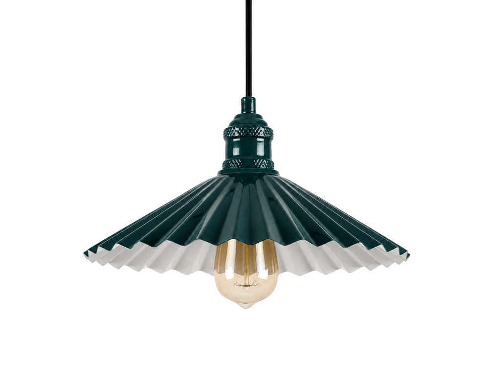 Lampada a sospensione in metallo "Plise" - 32 x 32 cm - Verde scuro