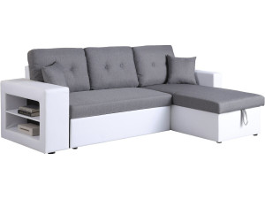 Divano ad angolo "Axel" trasformabile / reversibile - 3 posti - Bianco / Grigio