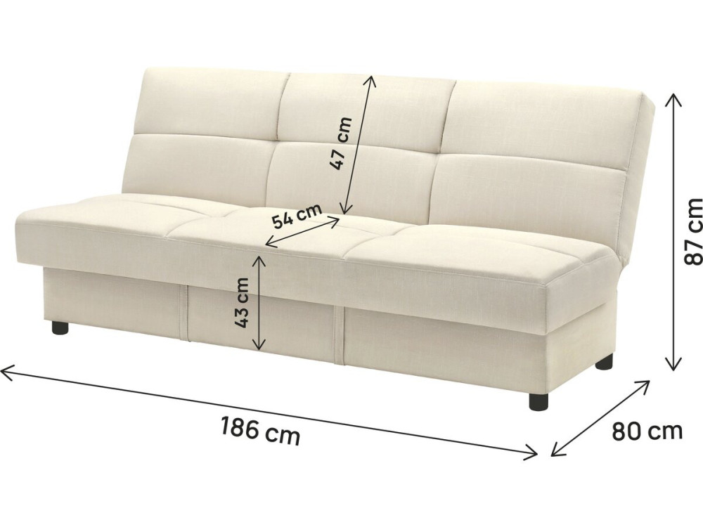 Divano Clic-Clac "Enzo" - 186 x 80 x 87 cm - 3 posti - Beige